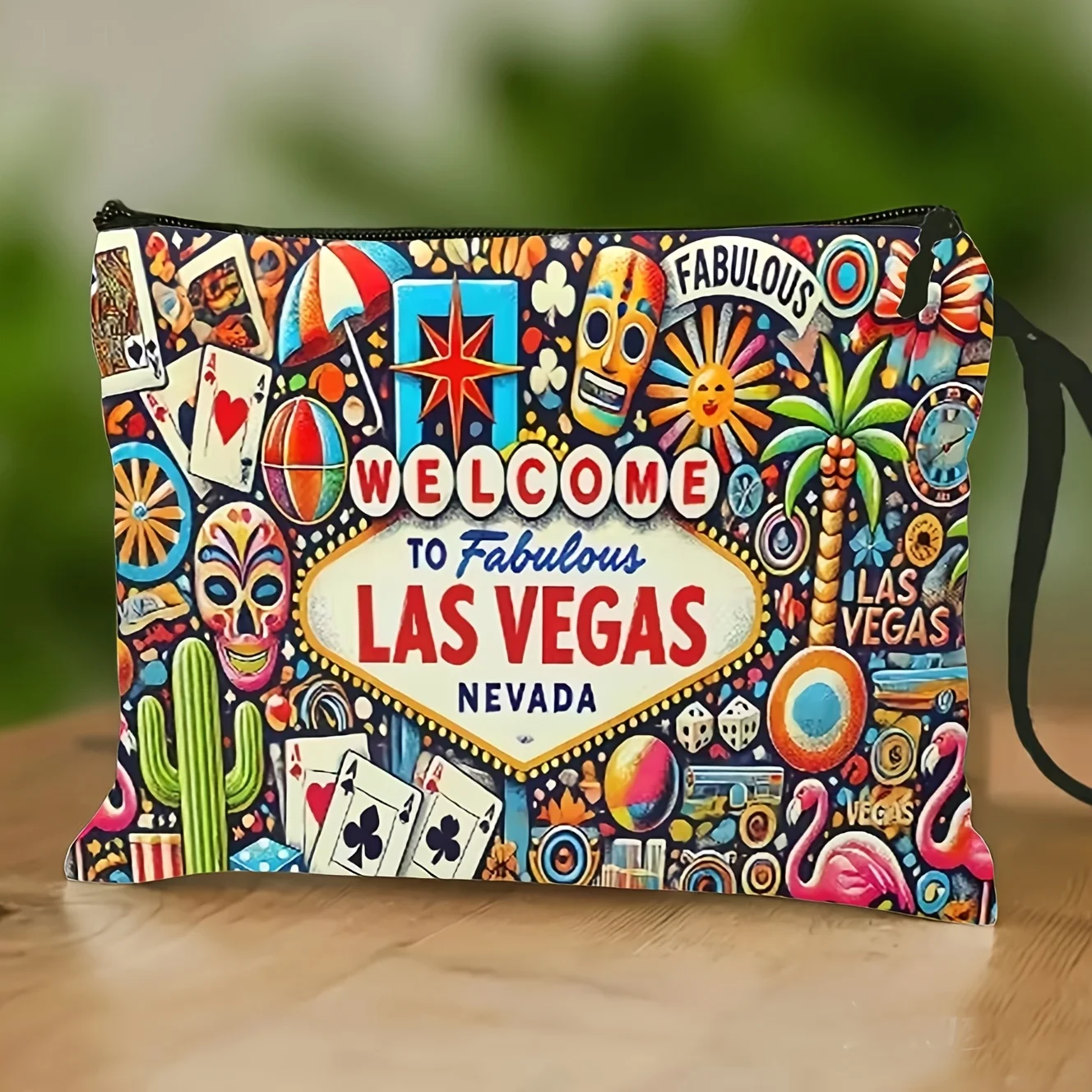 

Las Vegas Themed Toiletry Bag Double-Sided Print and Zipper Storage Perfect for Travel Enthusiasts for Women Summer Travel Gifts