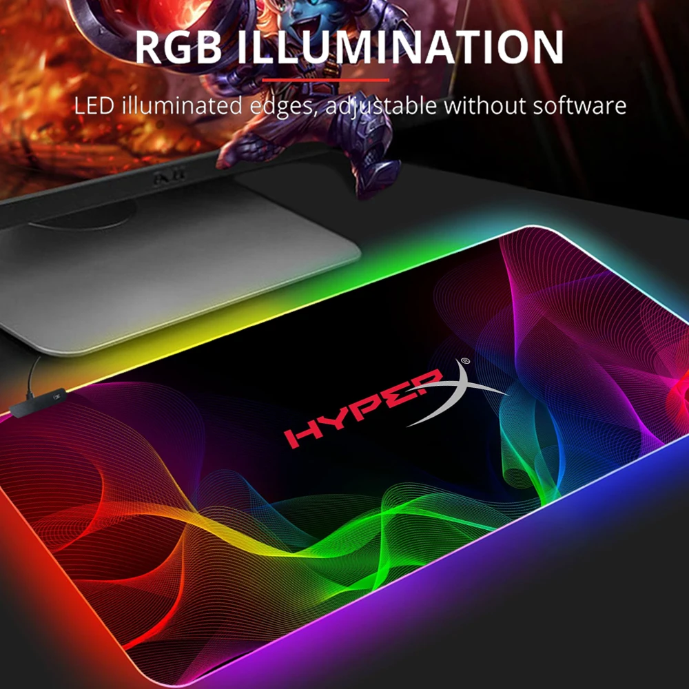 

RGB Kawaii Hyperx Gaming Accessories Anime Mause Pad Anime Mousepad Gamer Computer Mouse Pad Mause Pad LED Backlit Mat Deskmat