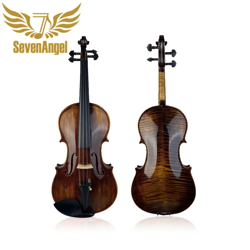 Handmade Flamed Solid Wood Violin for Grade Examination & Performance,Finished With Hand-applied Cashew Lacquer Violion 4/4 Size