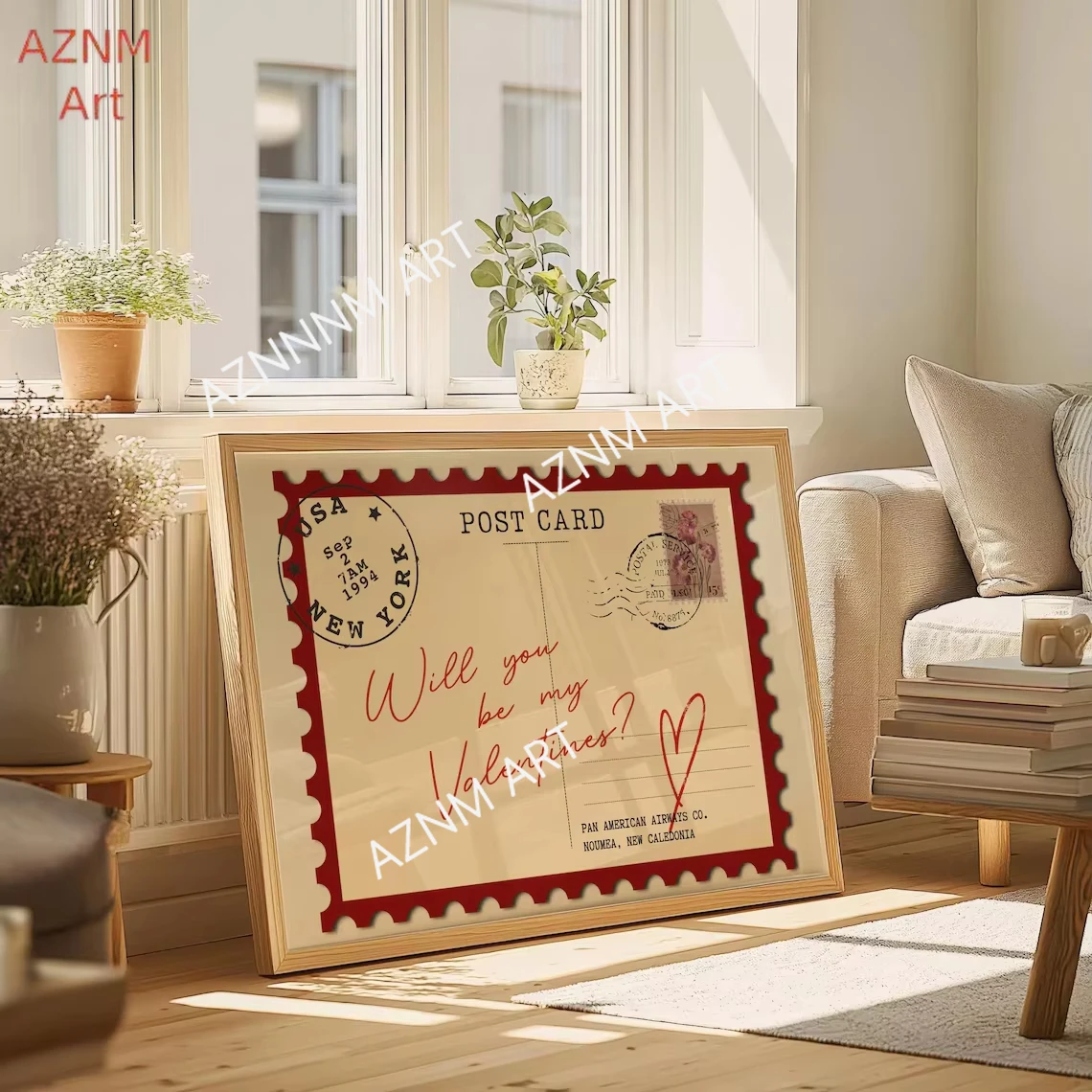Valentines Postcard Wall Art Retro Postcard Printable Picture Romantic Decor Galentine Print Girls Love Posters Horizontal Sign
