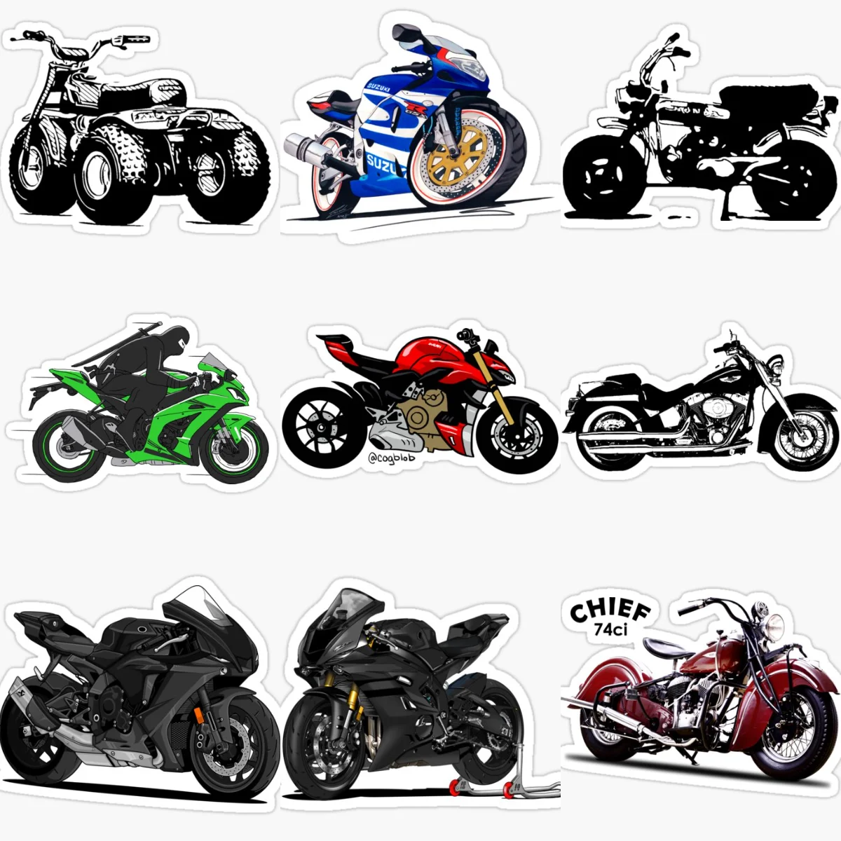 

Motorcycle Racing Creative Personalized PVC Sticker for Decorate Car Van Bicycle Off-road Window Helmet Wall Decal Accessories