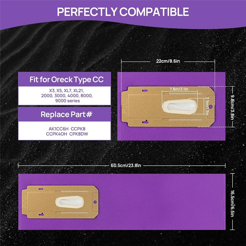 كيس غبار من القماش غير المنسوج لجميع موديلات Oreck Elevate X3,X5,XL7,XL21,2000,3000,4000,8000,9000 Series