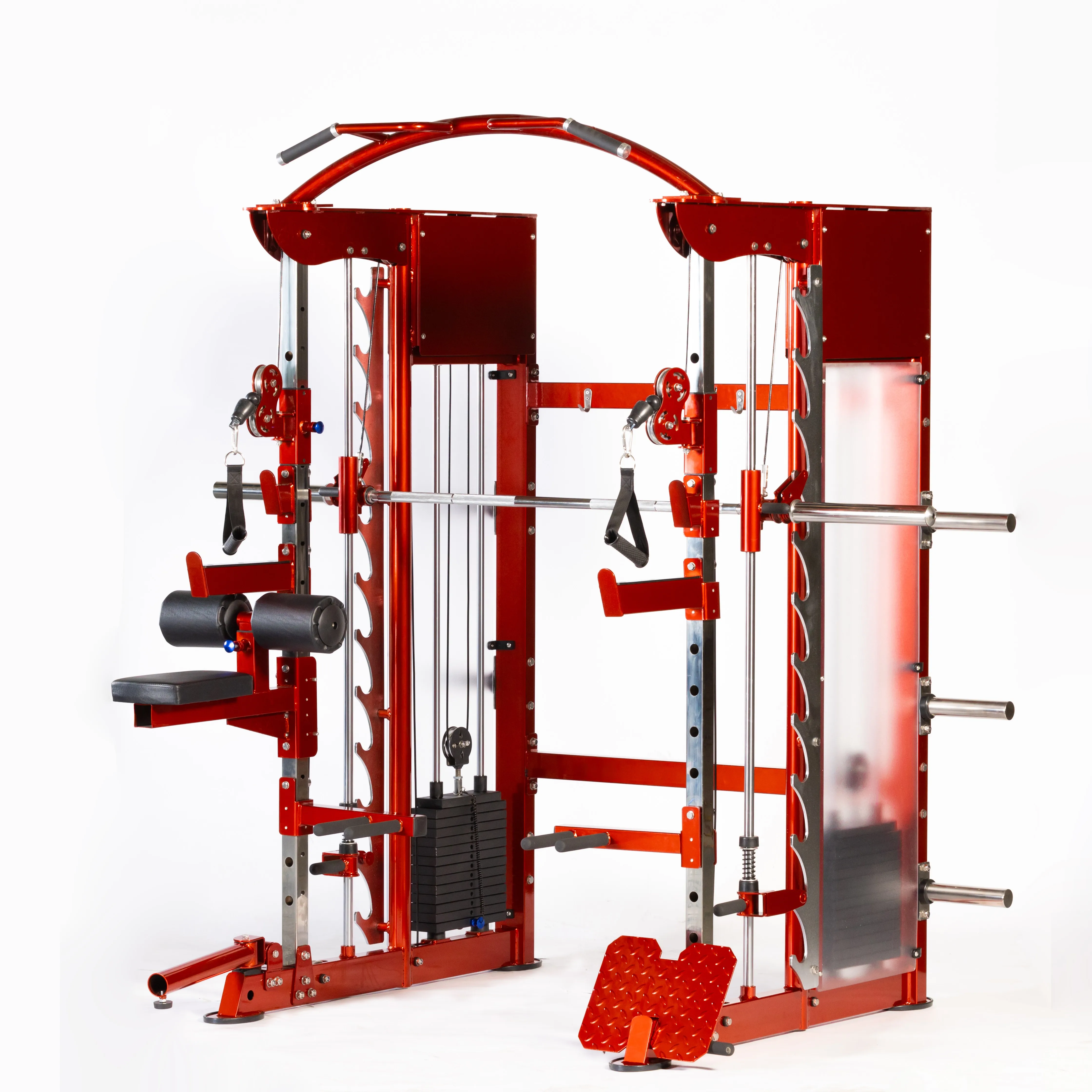 

All-In-One Plate Loaded Smith Machine Squat Rack Comprehensive Crossover Power Cage Professional Balance Rack Machine Counter