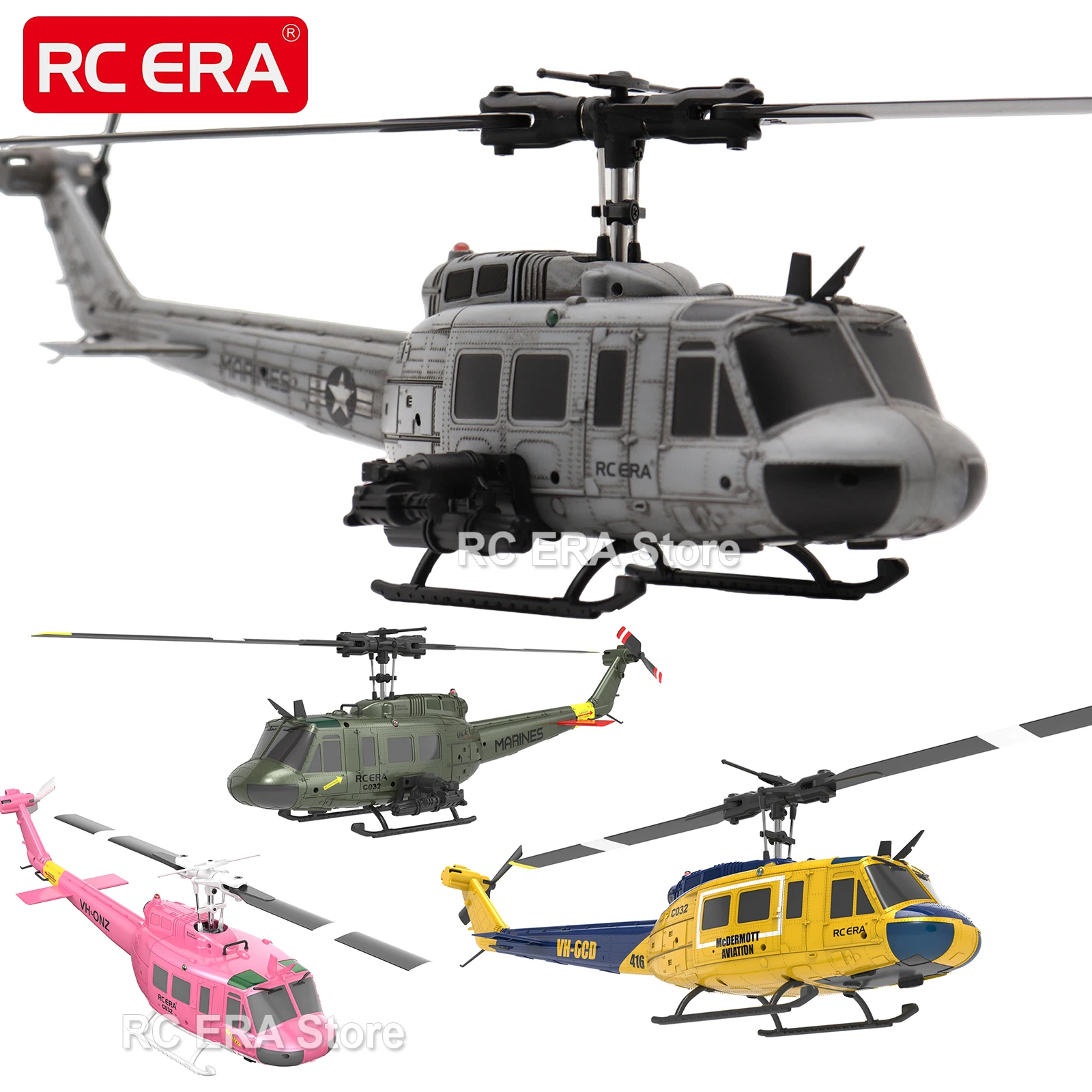 

RC ERA C032 UH1 Huey Weathered Marine 6ch RC Helicopter with Optical Flow TOF Auto Stabilized Remote Control Hobby Toys for Boy