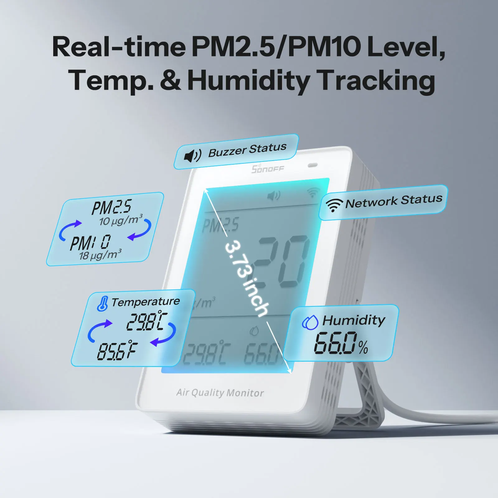 SONOFF SAWF-07P AirGuard PM2.5/PM10 Monitor jakości powietrza z obsługą Matter przez Wi-Fi, kompatybilny z Matter, inteligentna integracja, Alexa, Apple Home — zdjęcie produktu 4