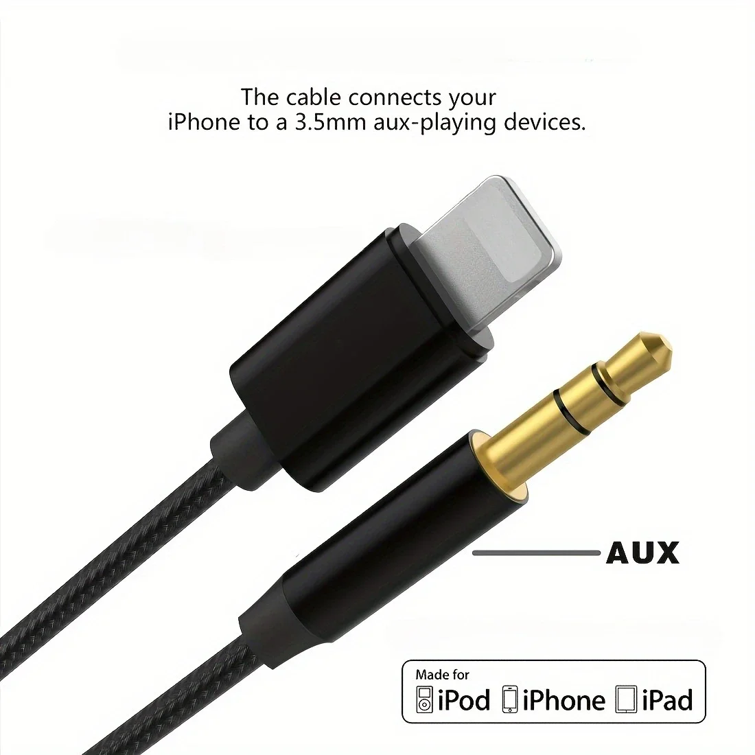 AUX Audio Cable 8 Pin To 3.5 mm Jack Speaker Cable For iPhone 14 13 12 11 Car Headphone Headset Aux Converter Audio aux cable