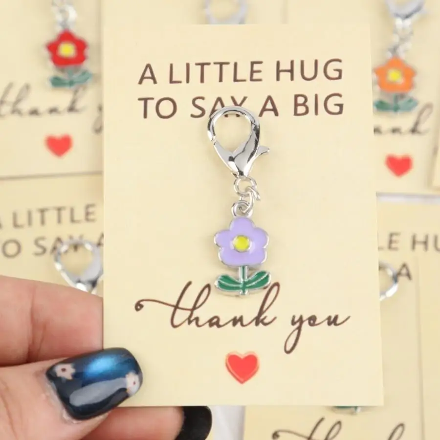 1/5/10/20/50/100pcs 2D Flat, s 2D Cute Bouquet Series Keychain Set. A Small Hug and a Big Thank You. Lucky Protective Bag Key Ac