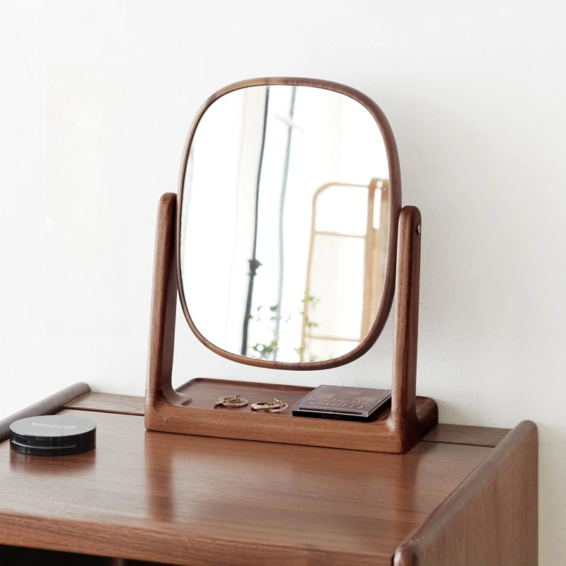 

Solid wood makeup mirror storage box integrated black walnut bedroom dresser