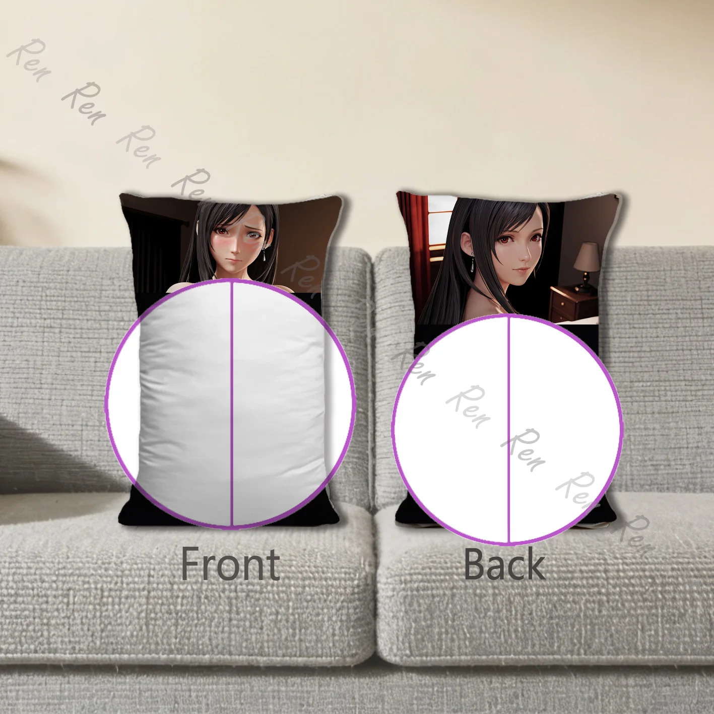 

Наволочка для подушки Dakimakura Anime Tifa Lockhart, наволочка для диванной подушки с двусторонним принтом, 40X60 см