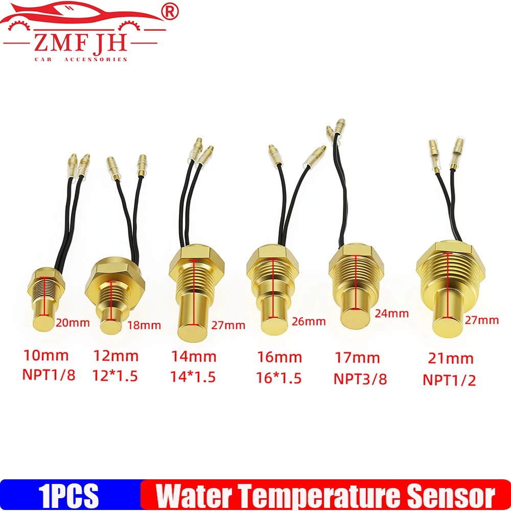 ZMFJH Water Temperature Sensor 1/8NPT 3/8NPT 1/2NPT M14X1.5 M12X1.5 Car Meter Temp Sensor 10MM 12MM 14MM 17MM 21MM Auto Sensor