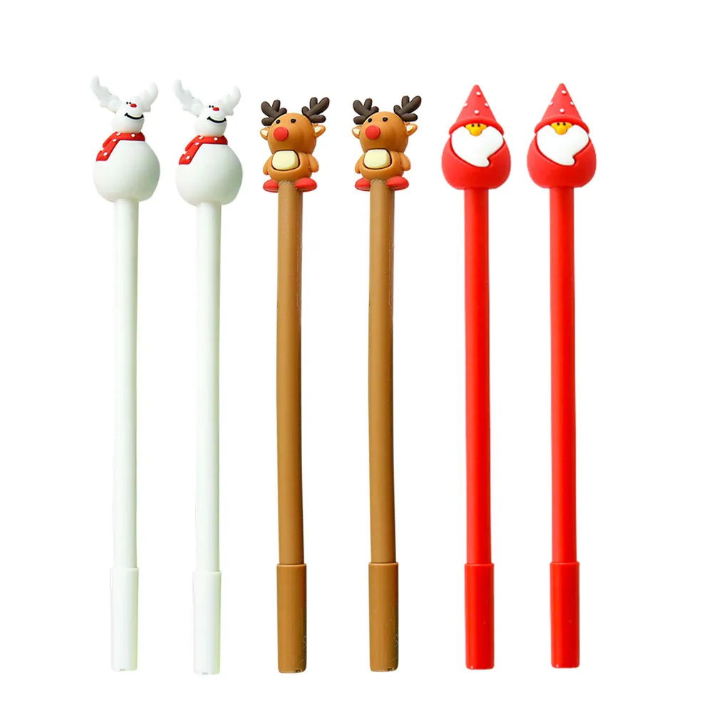 

6Pcs Christmas Writing Gel Pens Student Black Ink Smooth Fine Point Ideal for School Office Christmas Party Gifts
