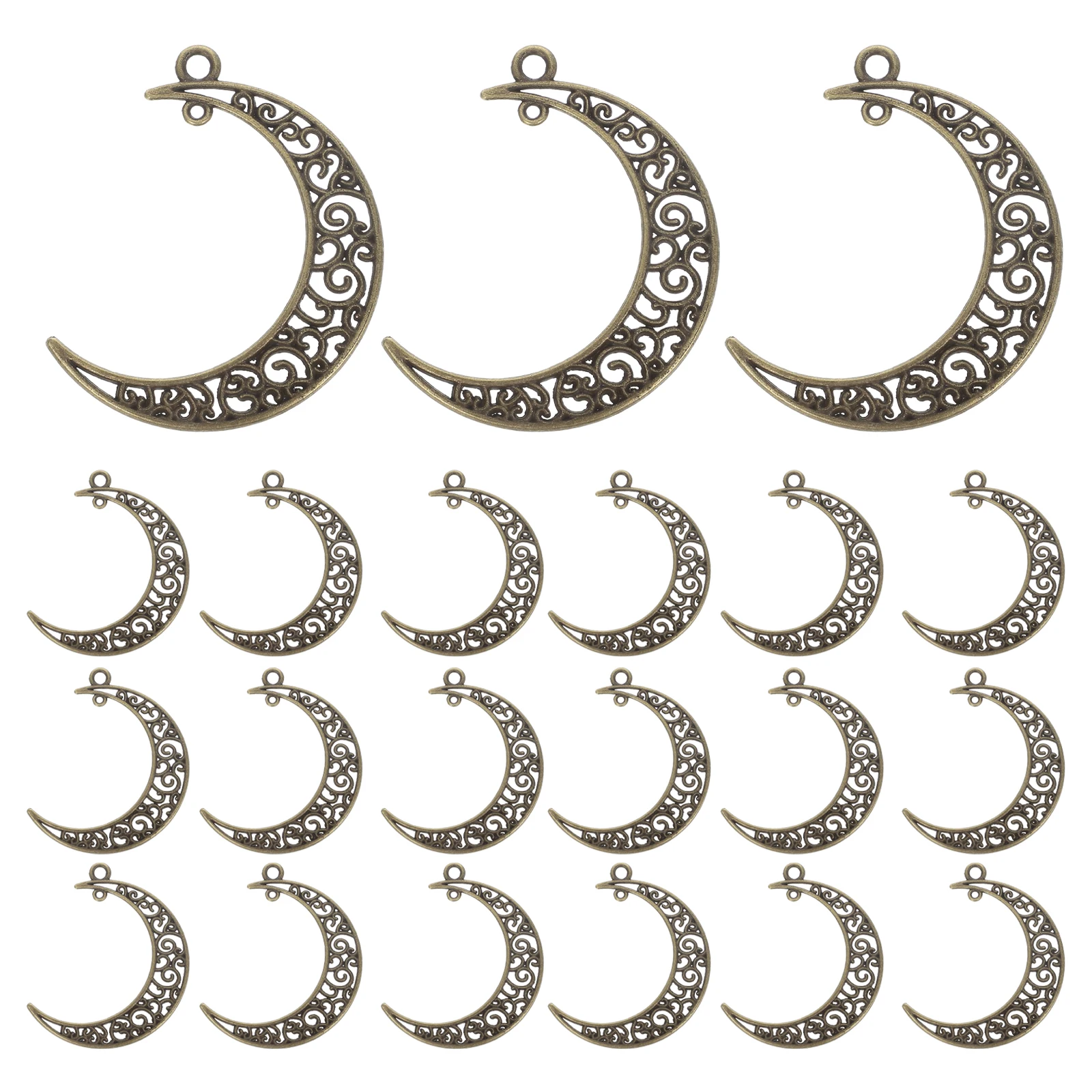 

50pcs Hollow Moon Pendant Vintage Zinc Alloy Charm Accessories for Jewelry Making Celestial Earrings Necklaces Bracelets DIY