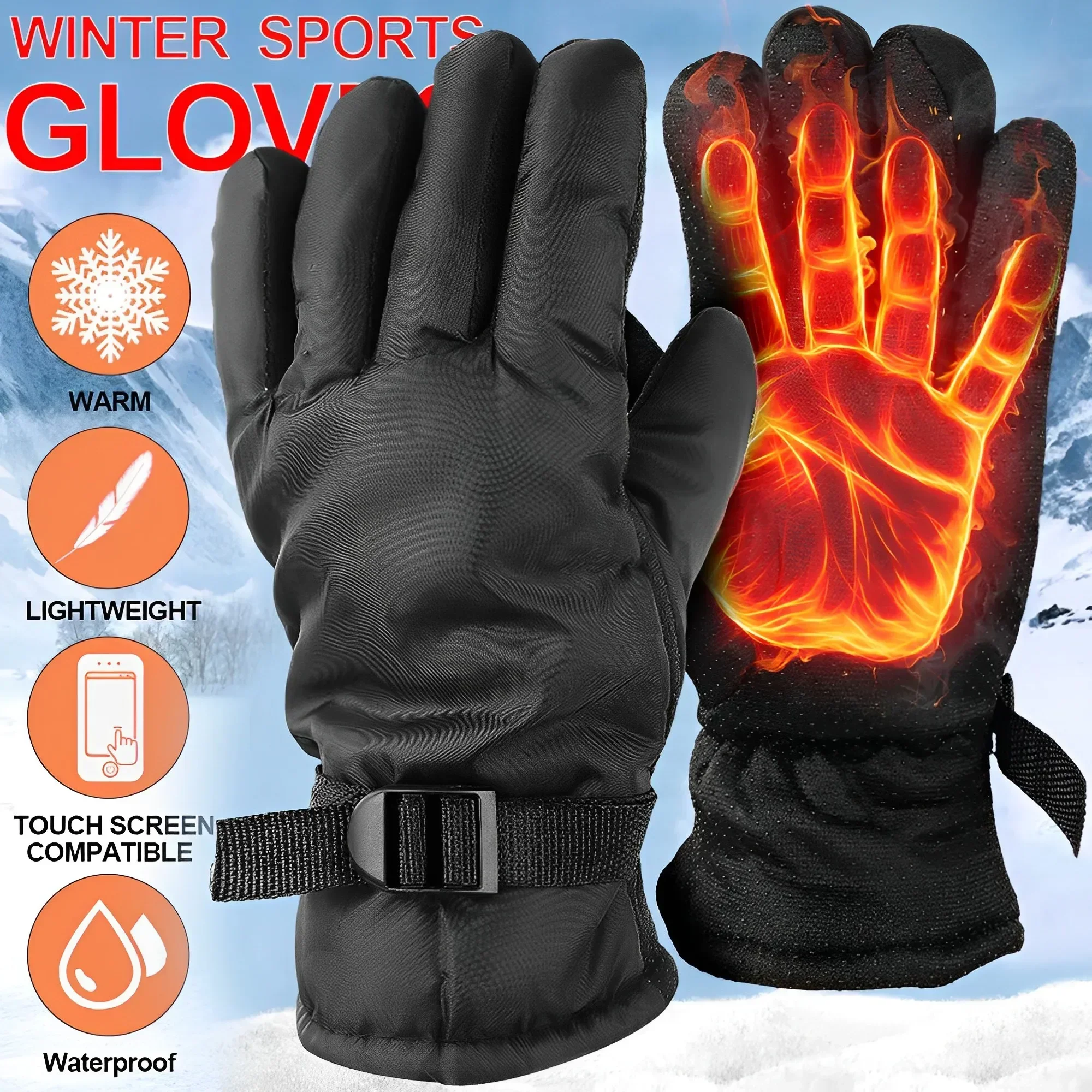 2024 New Winter Skiing Gloves Waterproof Snowboarding Touch Screen Thermal Thick Snow Gloves Men Women Snowmobile Warm Mittens