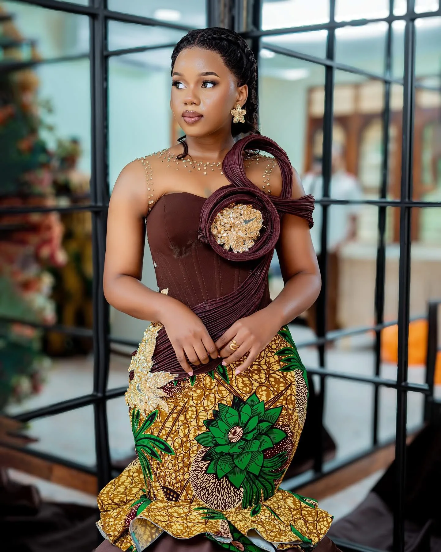 Bruin Afrikaanse Zeemeermin 2025, Prom Dresses Kralen Gedrukt Kristallen Satijn Avond Formele Partij Verjaardag Jurken Jurken ZJ 1224