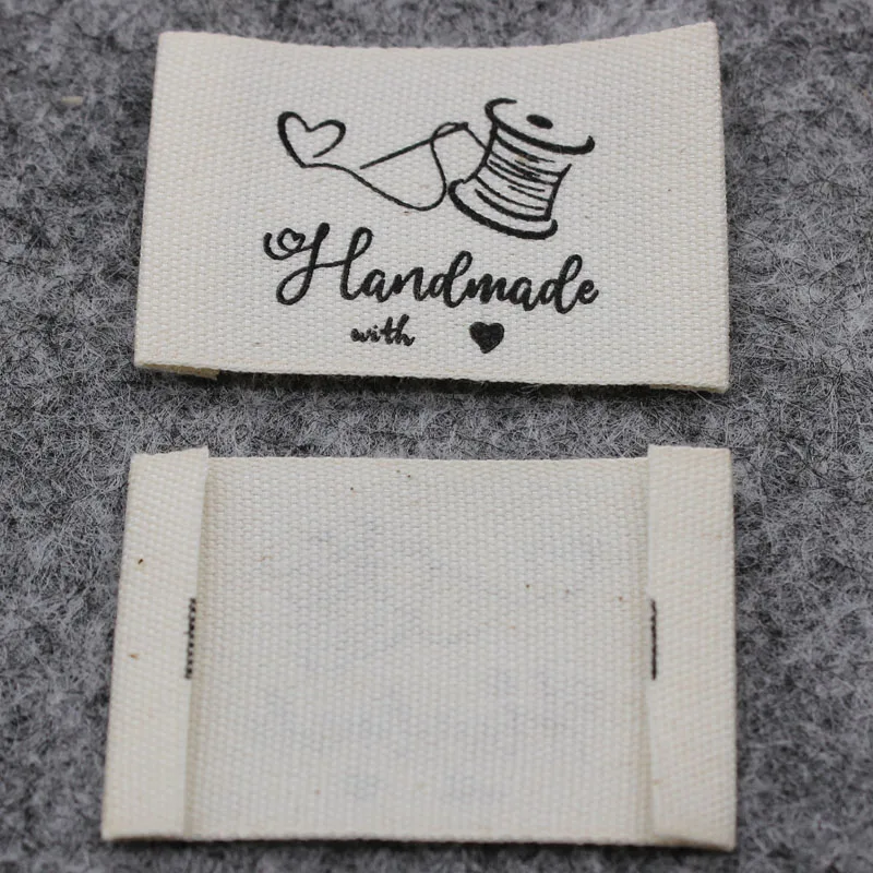 200pcs handmade label/cloth private label printed cotton label tag garment print tag clothing cotton label