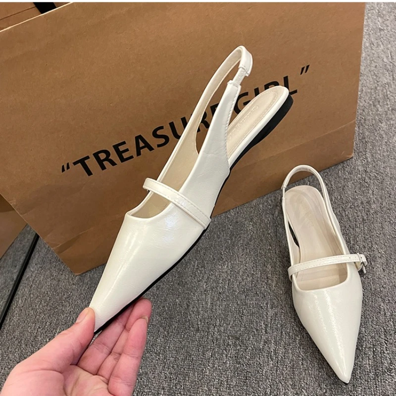 NOVEDAD DE VERANO 2021, zapatos planos sexis de diseñador con punta estrecha para mujer, sandalias informales con talón descubierto, mocasines de Ballet sin cordones de boca poco profunda de talla grande