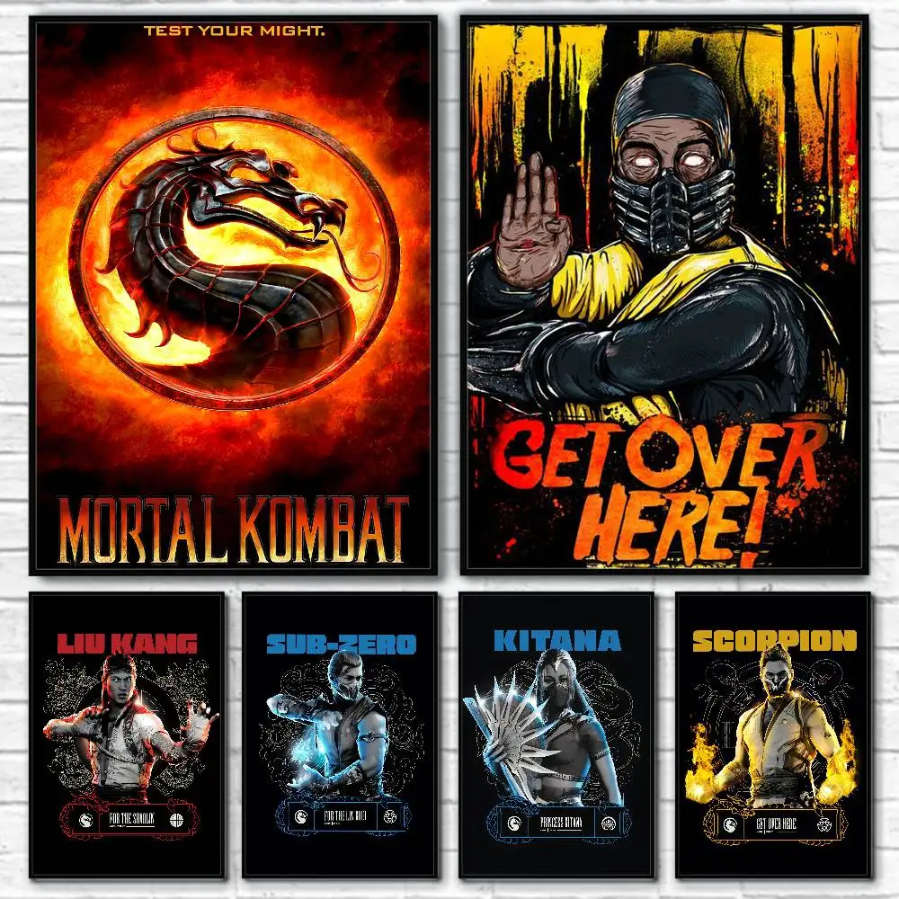 Póster autoadhesivo de juego M-Mortal Kombat, arte de pared para sala de estar, dormitorio, pegatinas modernas para decoración del hogar, No se decolora, 1 ud.