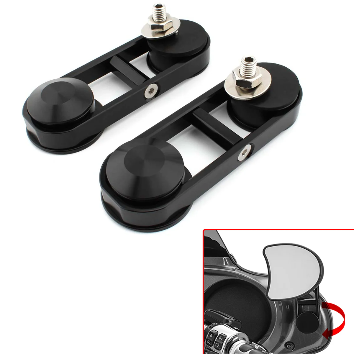 

Motorcycle Black 180° Adjustable Drop Mirror Relocator Mount For Harley Touring Street Glide FLHX 2014-2022