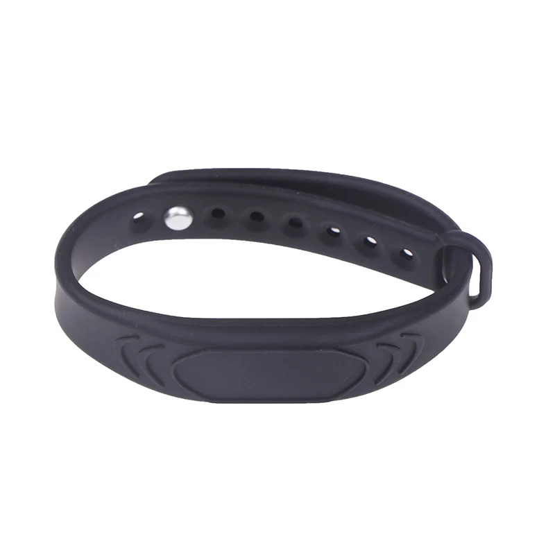 

Adjustable Pure Black Silicone RFID Wristband 125KHz/13.56MHz 14443A IC Chip Waterproof Wristband Bracelet