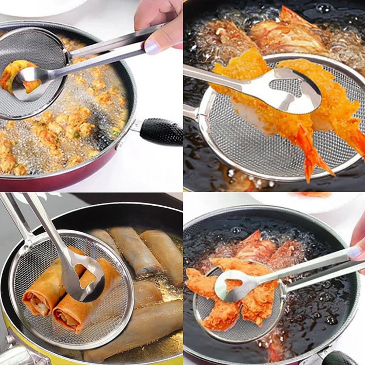 Stainless Steel Fried Food Filter Clip Cooking Useful Things For Kitchen Gadgets Kitchenware Tools Utensils Item Supplies