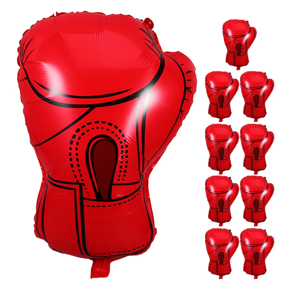 

10pcs Boxing Glove Balloons Aluminum Foil Inflatable Sports Party Decorations For Birthday Wrestling Events Men