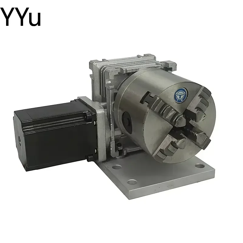 for 86 Motor 130mm 4 Jaw Chuck Mini 4th Axis Rotary Table CNC Dividing Head with Tailstock Tachometer Shaft DIY Kit