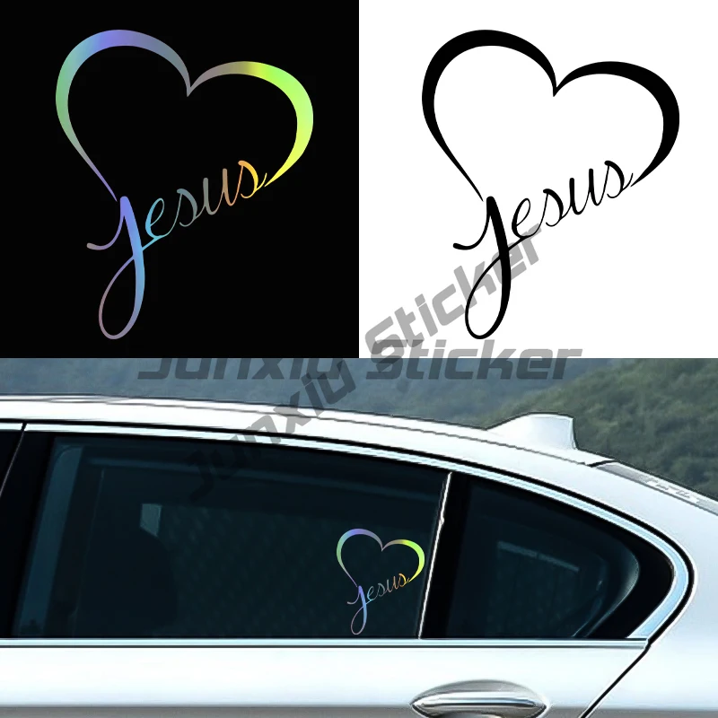

JESUS HEART Vinyl Decal Sticker for Car Window Wall Bumper God Love Christ Bible