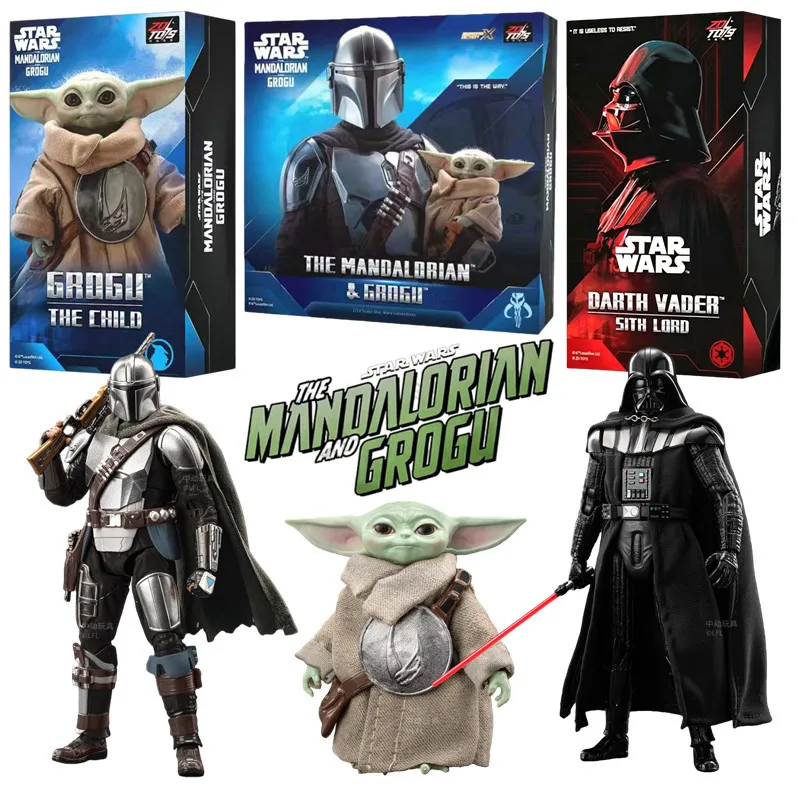 

ZD Toys 1:10 Star Wars Figure Darth Vader Luke Skywalker Stormtrooper Grogu Baby Yoda Mandalorians Action Figures Kids Toy