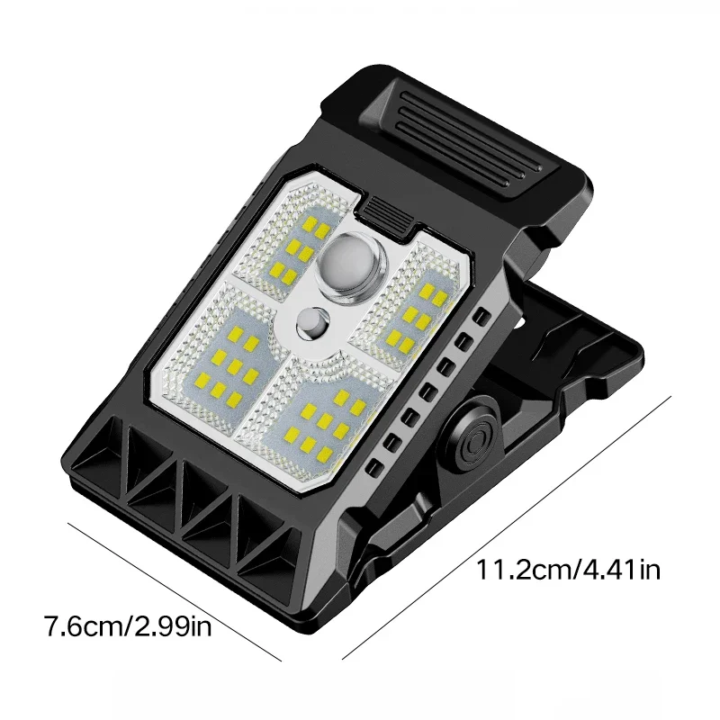 TARKA Solar Clamp Motion Sensor Light Outdoor Waterproof Work Light 3 Modes Patio Fence Wall Garage Camping LED Light