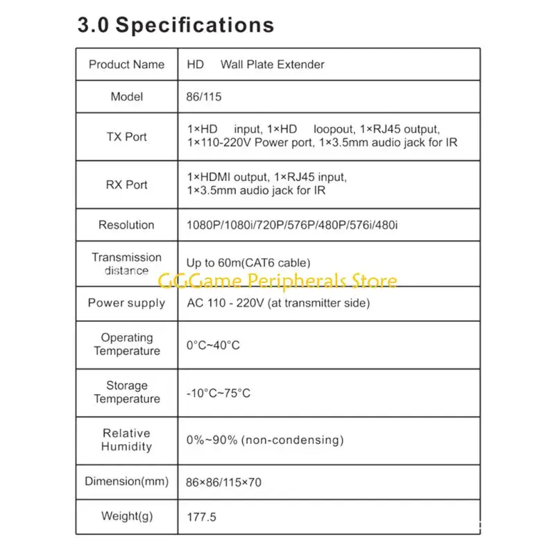 Picture 3: U55B Stable 1080P HDTV Extender Wall Plate Type with IR Remote Locking Power Indicators