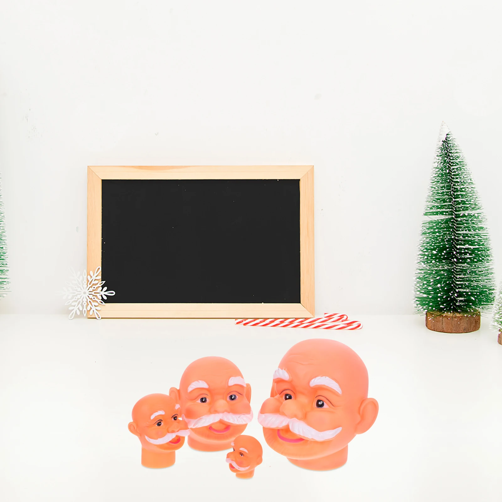 

4pcs 3D Santa Claus Head Realistic Vinyl Santa Face Prop For Christmas Diy Craft Family Activity Holiday Home Decor Party