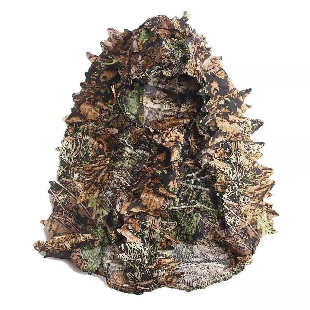 Realistic Pattern Leafy Face Mask Maple Leafy Breathable Mesh Ghillie Suit 3D Full Face Lightweight 3D Face Mask Forest