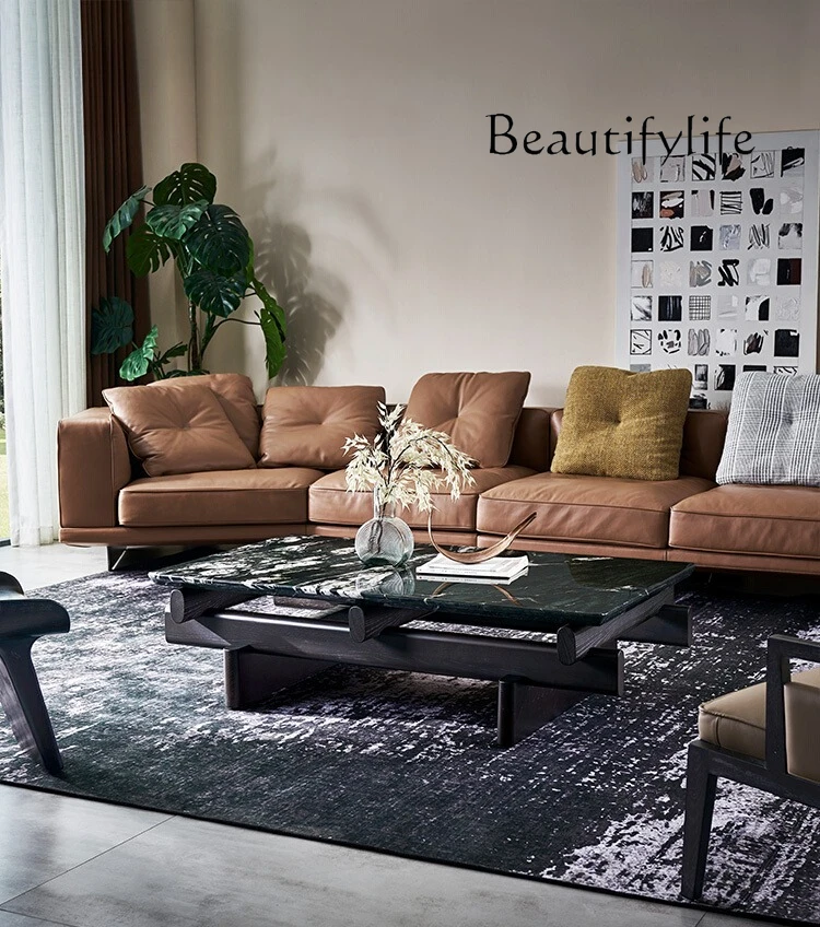 

Italian light luxury natural marble coffee table living room home high-end villa Nordic modern minimalist