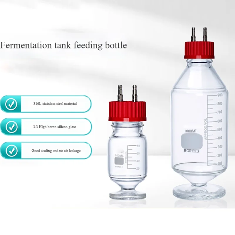 

Laboratory feeding bottle fermentation tank 316L stainless steel feeding cover medium GL45 blue lid filling bottle