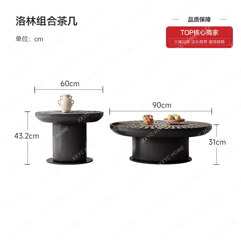 

Size round coffee table modern simple living room home solid wood new medium and ancient walnut tea table
