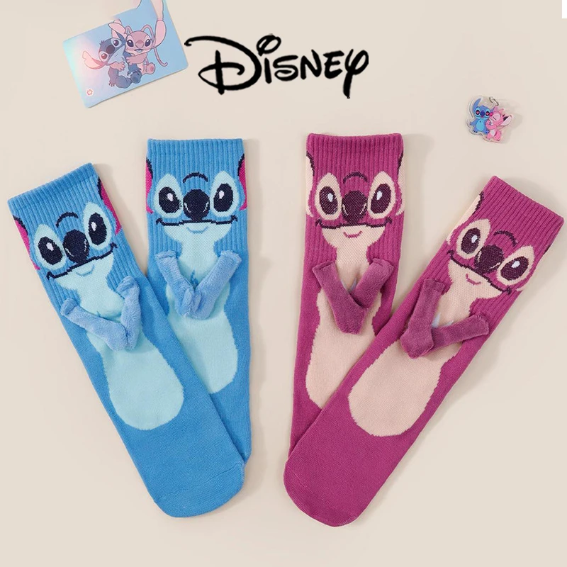 

Носки Disney Stitch «Рука в руках», милая пара с героями мультфильмов, креативные магнитные 3D носки «Рука в руках», забавные носки, персонализированные домашние напольные носки