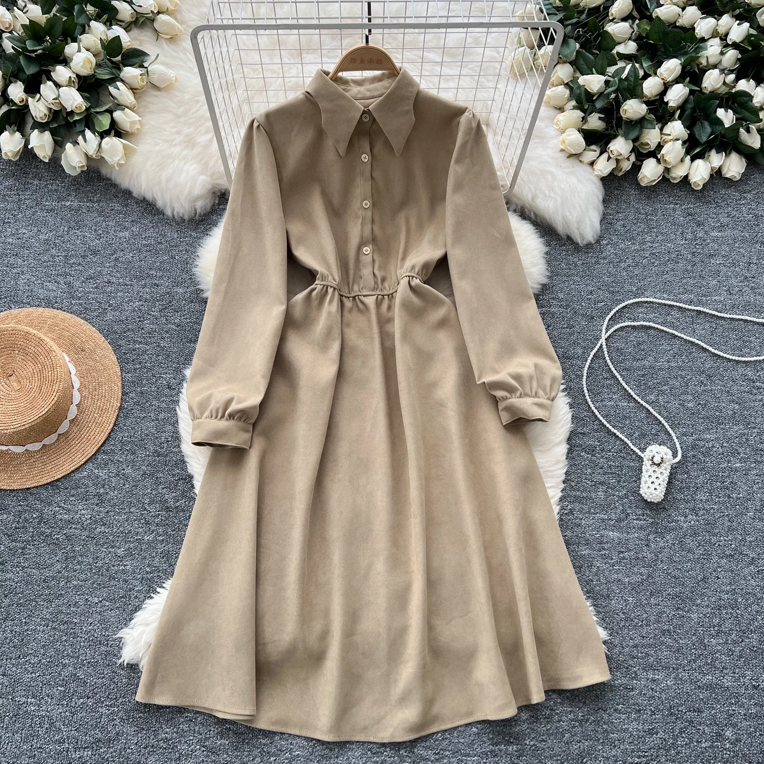 Women Two-Piece Sets Vintage Single Breasted Vest and Turn-down Collar Corduroy Dress Korean High Street Autumn Winter Clothing