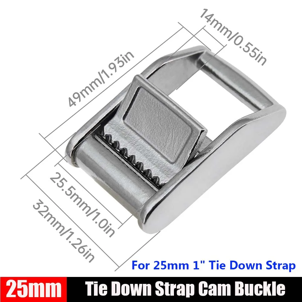 

316 Stainless Steel Silver Cam Buckle Ratchet 25mm 38mm Webbing Metal Cams Lock Buckle Toggles Clip Backpacks Straps Belt Buckle