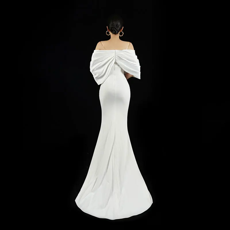 Baisha Elegant Women Dresses One Shoulder White Sexy Celebrity Evening Gown For Party Prom Formal Occasions Y30#