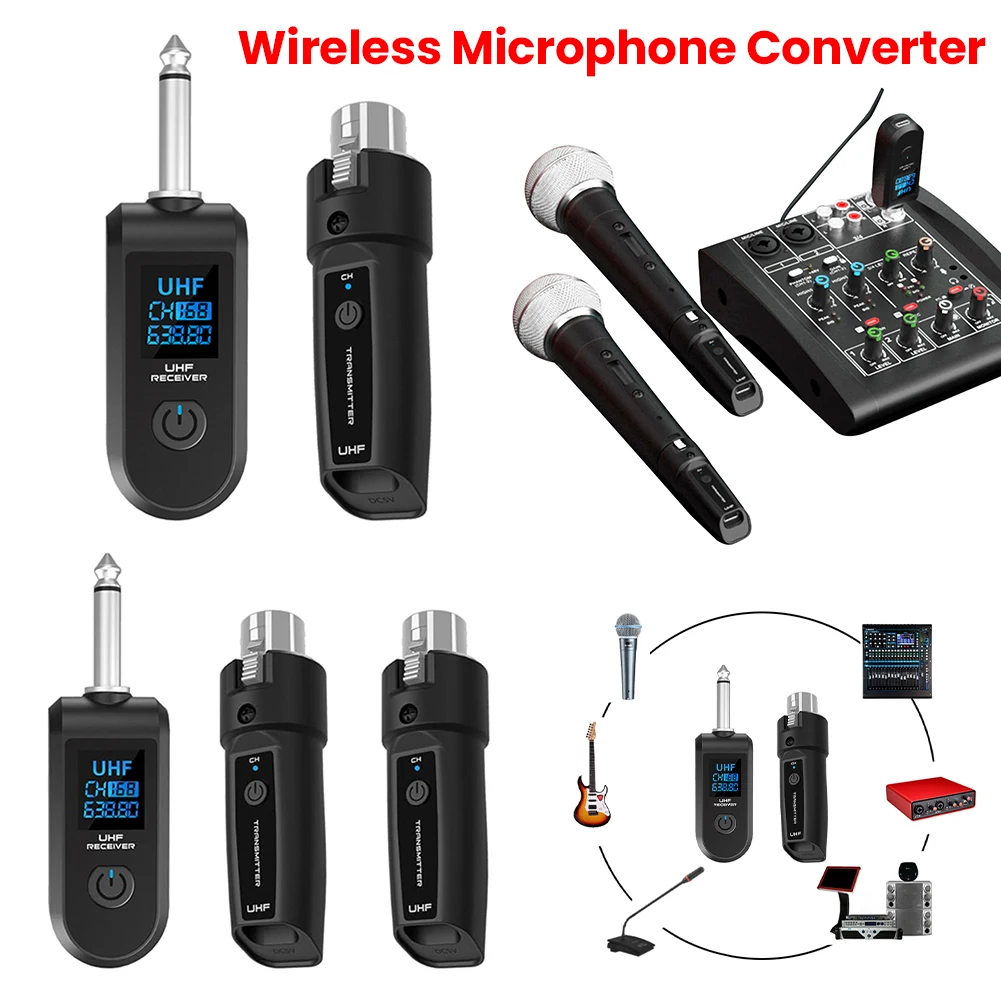 Wireless Microphone Converter Microphone Wireless System Wireless Mic Adapter for Audio Mixer Dynamic Mic Electric Guitar Bass