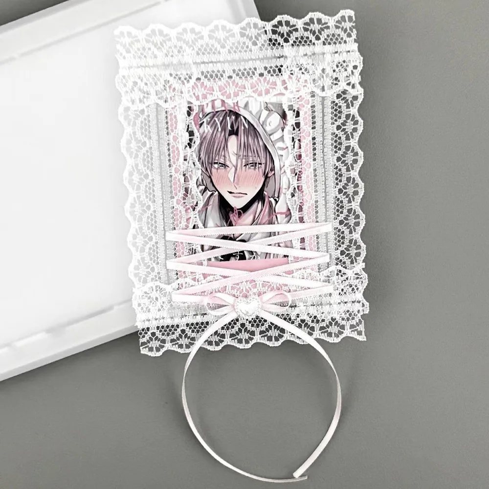 New INS Style Photo Frame Lace Card Holder Student Animation Enthusiasts School Bag Pendant Photo Frame 3-inch Small Card Holder