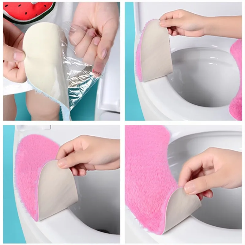 Winter Thick Flannel Toilet Seat Cover Velvet Cushion WC Stickers Toile Cover Universal Washable Bathroom Accessories Toilet Mat