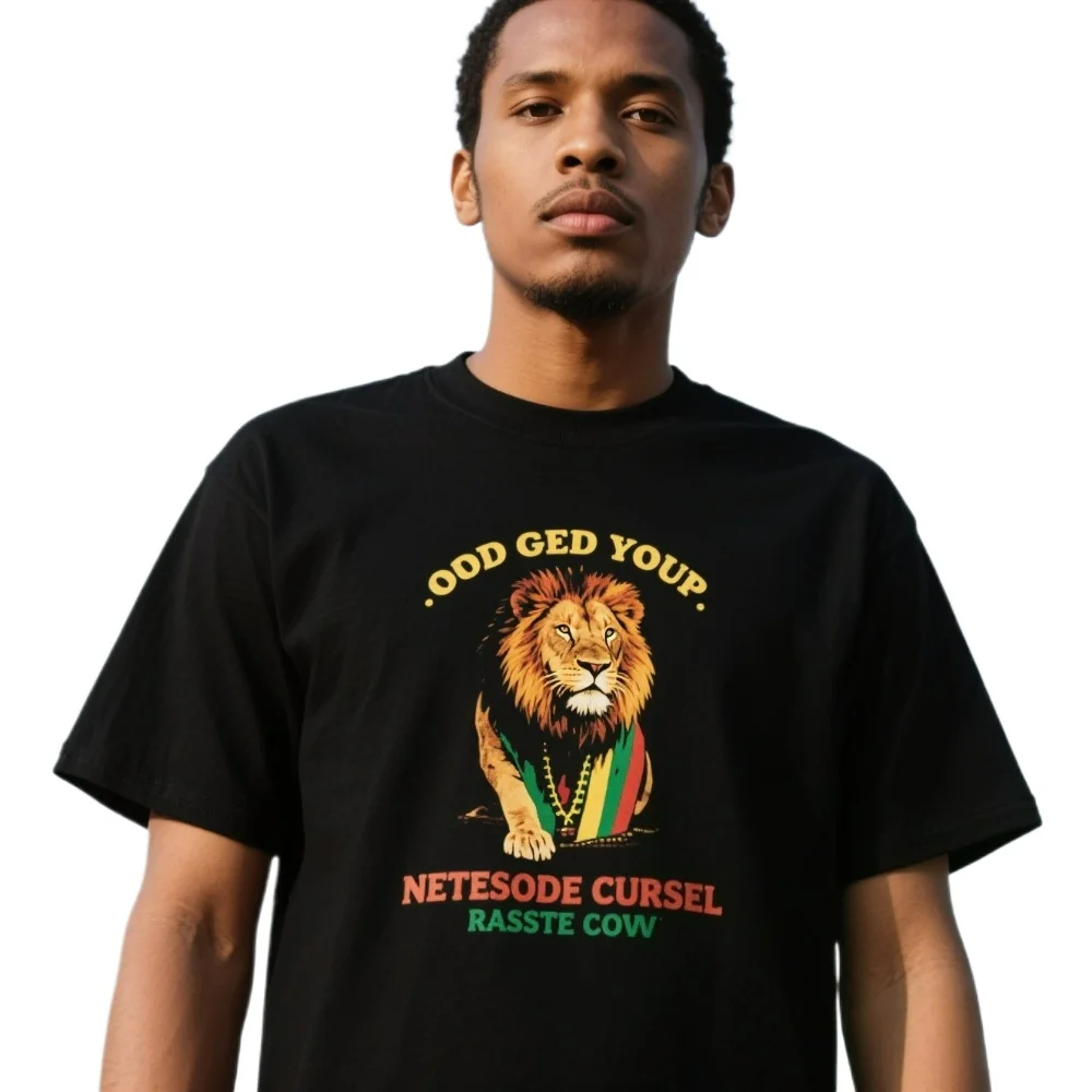 

Who Jah Bless No Man Curse Rastafari lion T-Shirt 100% cotton collar round summer casual short-sleeved men's T-shirt size S-3XL