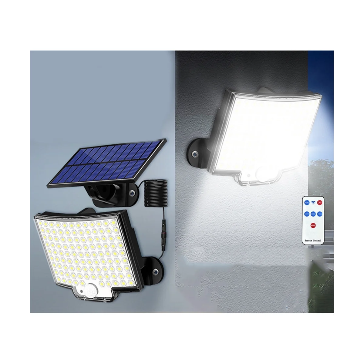 

Solar Lights Outdoor, 106LED Solar Powered Motion Sensor Flood Lights with Remote, LED Solar Wall Lights, 2Pack