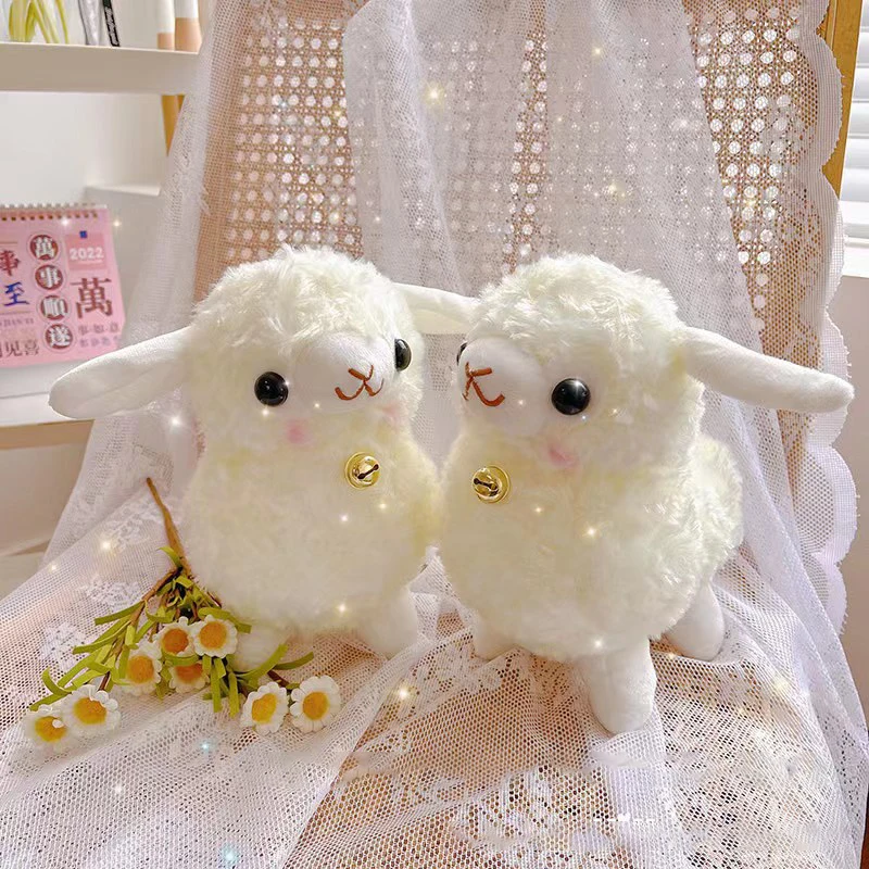 25CM Super Cute Bell Sheep Plush Dolls Kawaii Bell Lamb Rag Doll Alpaca Toys Stuffed Soft Animal Birthday Wedding Party Toy Gift