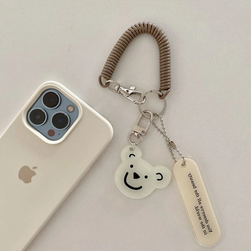 Cartoon Key Lanyard Fishing Missed Rope Key Koord Key Chain Elastic Coil Stretch Tether Fashion spring rope Lockable Key Cord image 4