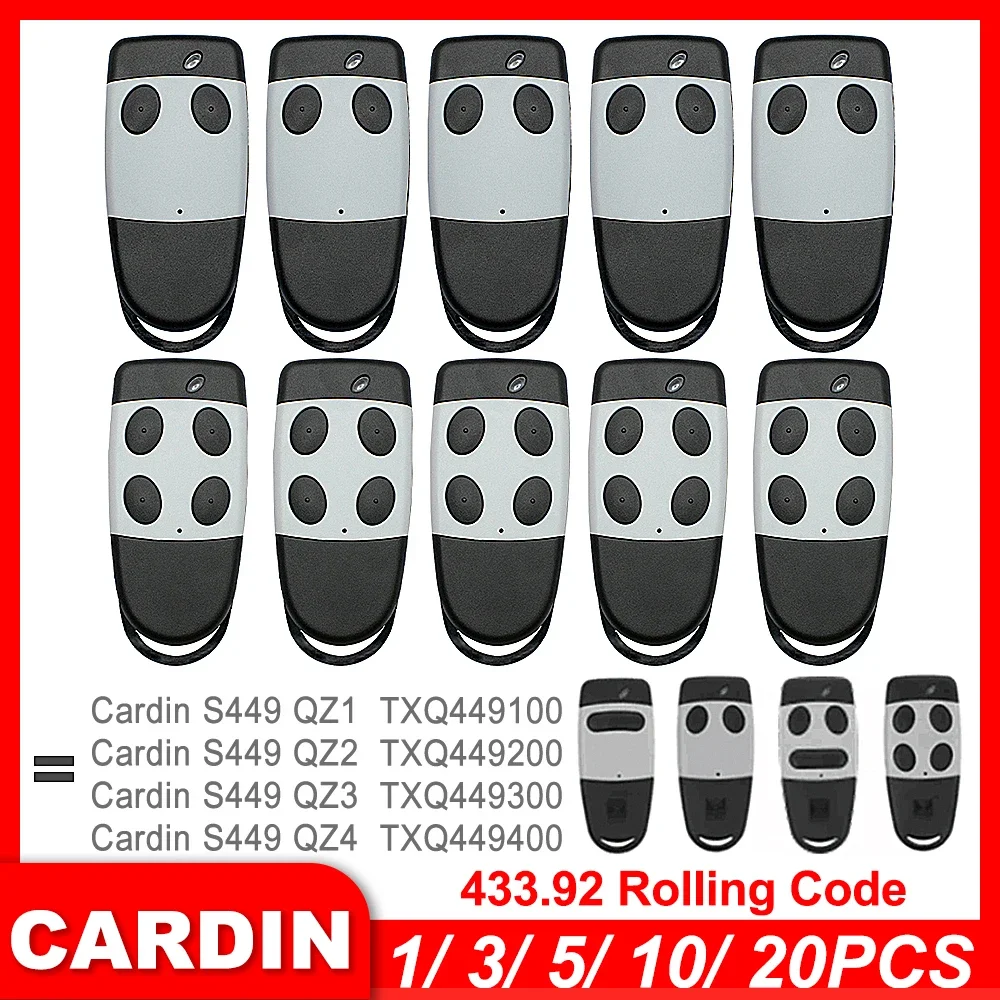 1/3/5/10/20pcs For CARDIN TXQ449200 TXQ449400 Garage Door Remote Control 433.92MHz Rolling Code S449 QZ2 QZ4 TXQ449100 TXQ449300