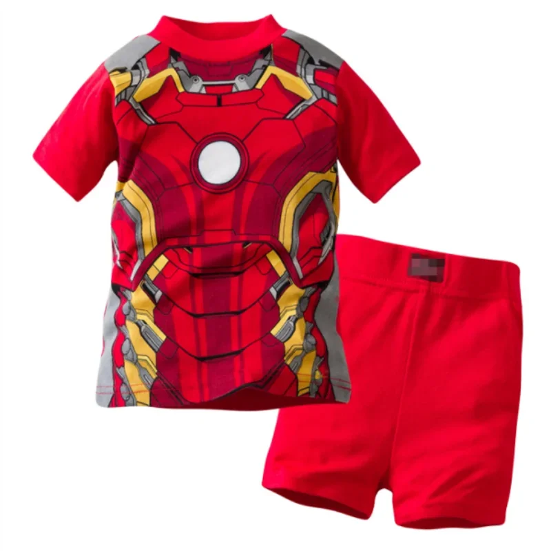 2024 New Hot Summer Boys Nighty Iron Man Cartoon Nightgown spider Costume Boys Cute Set Baby Toddler Short Sleeve Pajamas Sets