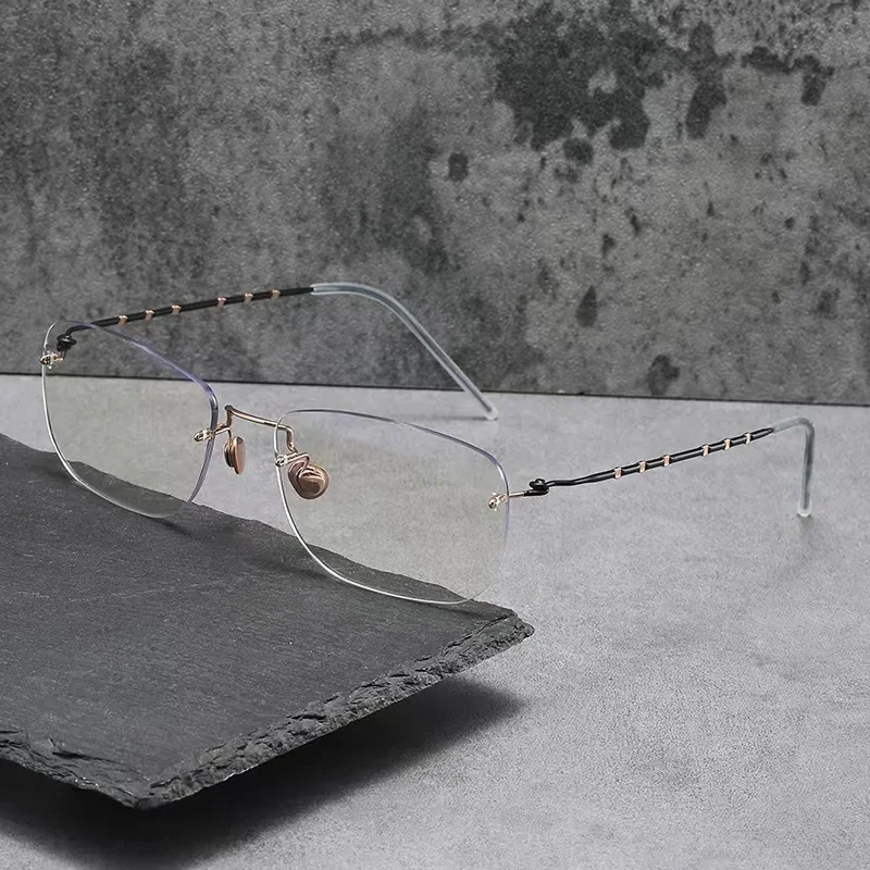 

Denmark Brand Designer Titanium Eyeglasses Women Rimless Recetage Screwless Handmade Top Quality Prescription Men Glasses Frame