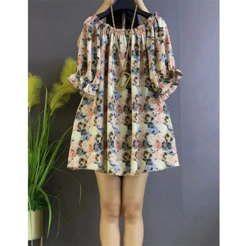 

Floral Vintage Loose Blouse Summer New Short Sleeve Printing All-match Plus Size Casual Shirt Tops Fashion Casual Women Clothing